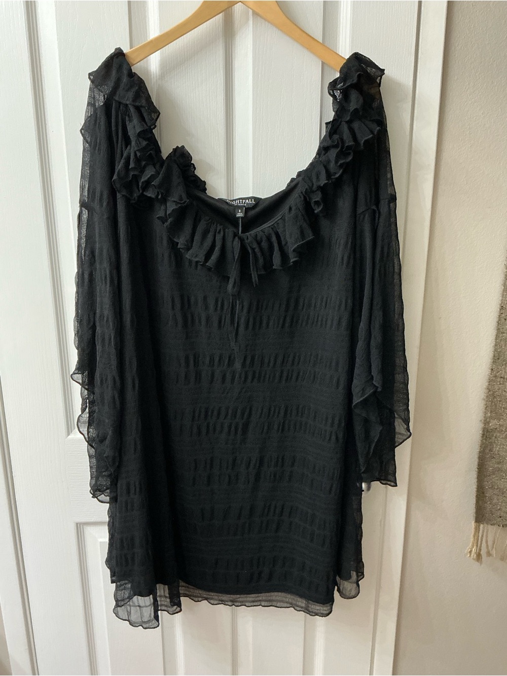 Torrid Black Ruffle-Trim Sheer Tunic